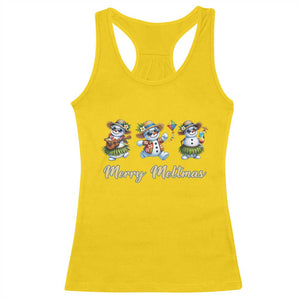 Funny Hawaiian Snowman Summer Graphic Racerback Tank Top Merry Meltmas TS12 Daisy Print Your Wear