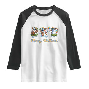 Funny Hawaiian Snowman Summer Graphic Raglan Shirt Merry Meltmas TS12 White Black Print Your Wear