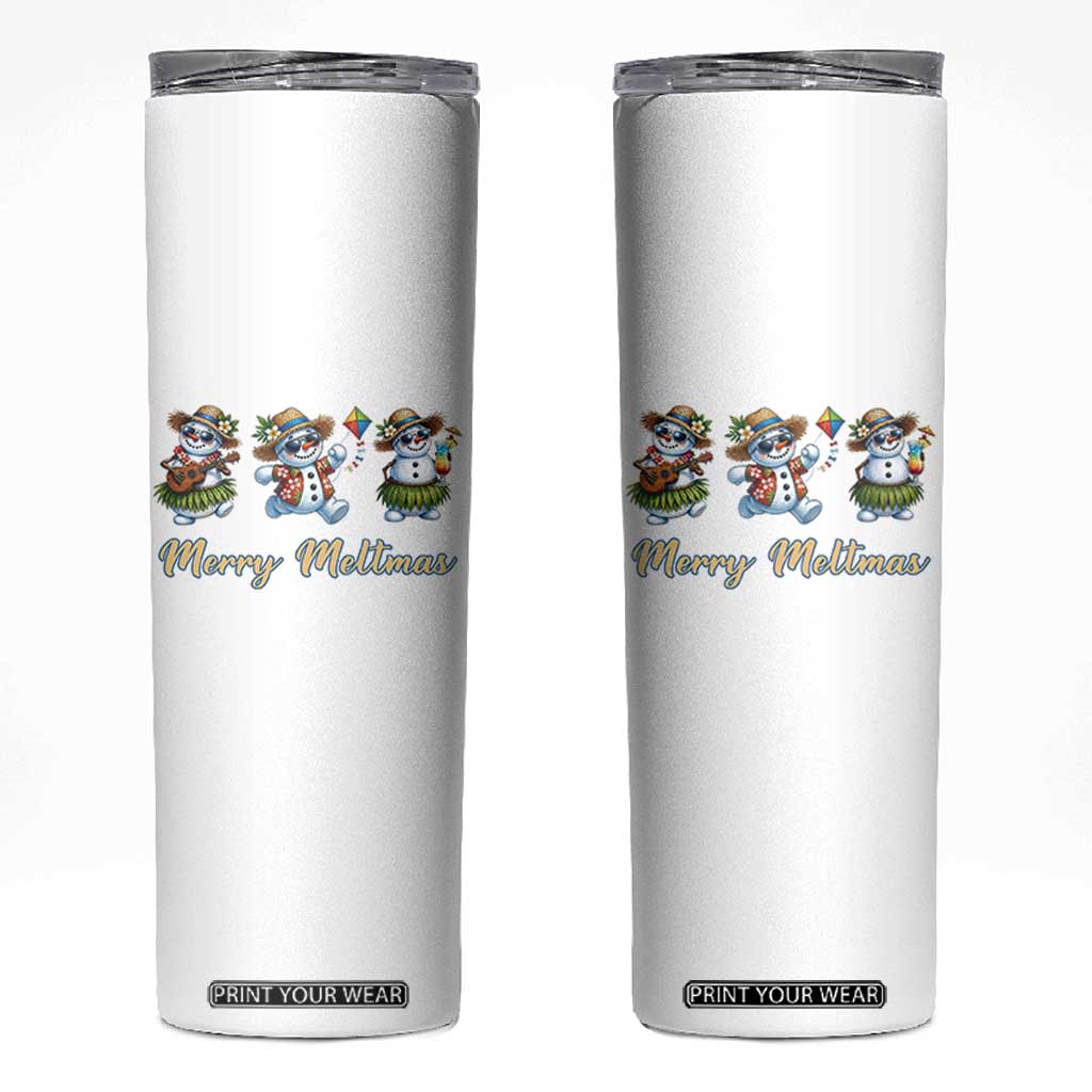 Funny Hawaiian Snowman Summer Graphic Skinny Tumbler Merry Meltmas TS12 White Print Your Wear