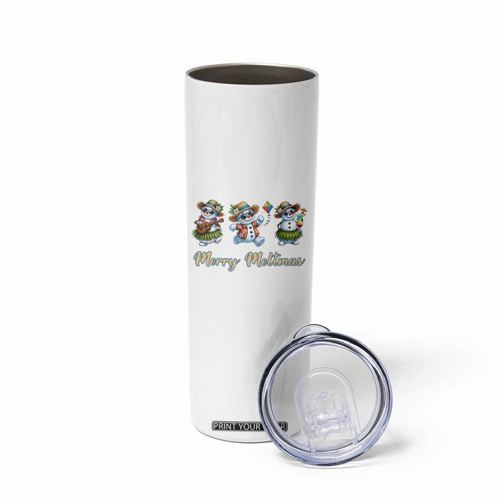 Funny Hawaiian Snowman Summer Graphic Skinny Tumbler Merry Meltmas TS12 Print Your Wear