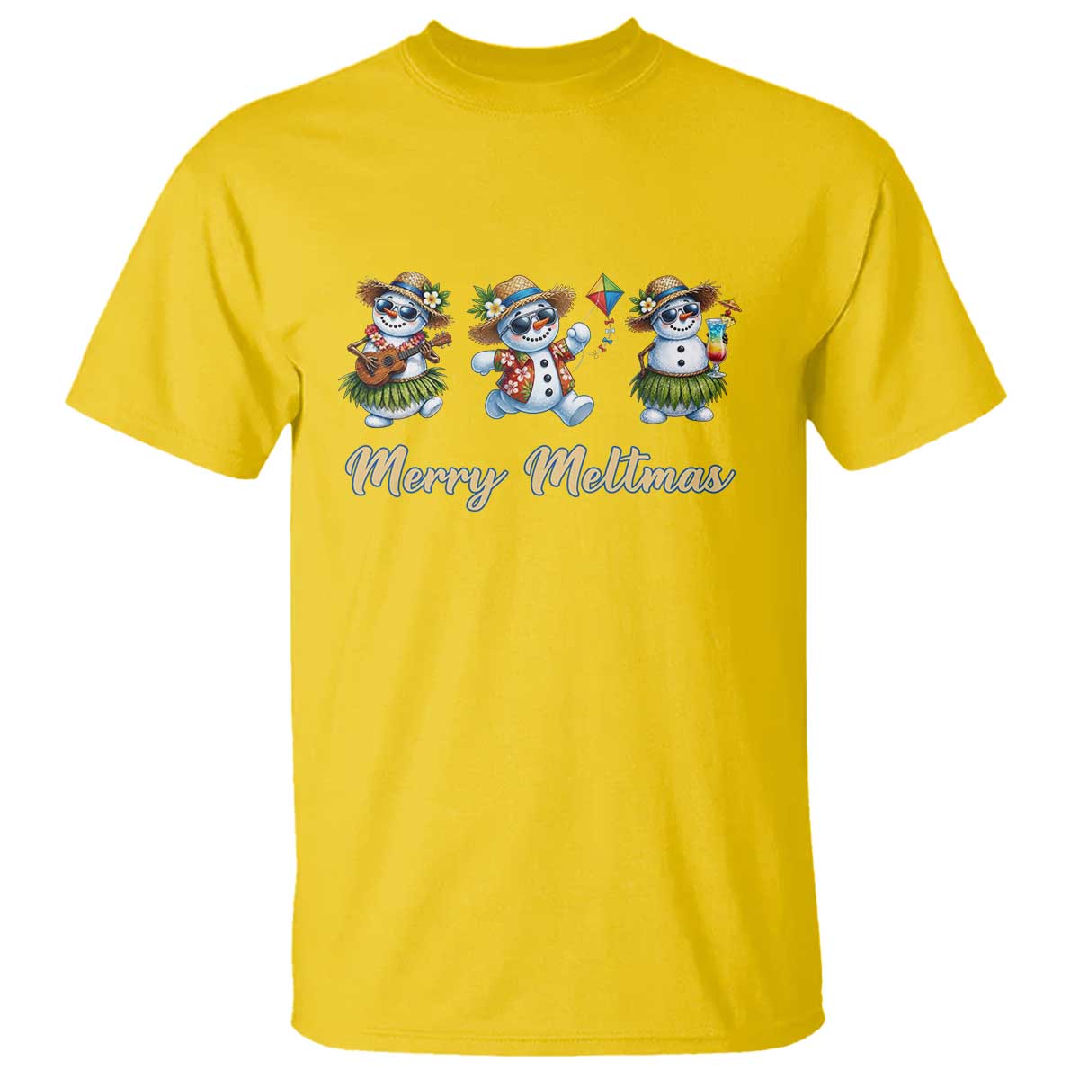 Funny Hawaiian Snowman Summer Graphic T Shirt Merry Meltmas TS12 Daisy Print Your Wear