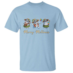 Funny Hawaiian Snowman Summer Graphic T Shirt Merry Meltmas TS12 Light Blue Print Your Wear