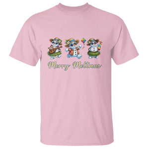 Funny Hawaiian Snowman Summer Graphic T Shirt Merry Meltmas TS12 Light Pink Print Your Wear