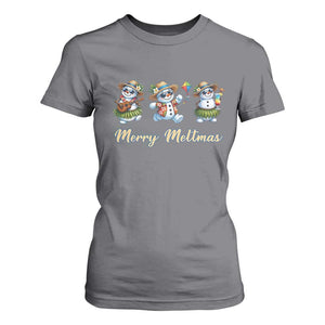 Funny Hawaiian Snowman Summer Graphic T Shirt For Women Merry Meltmas TS12 Charcoal Print Your Wear
