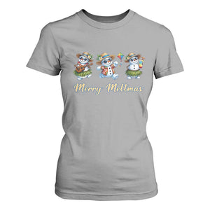 Funny Hawaiian Snowman Summer Graphic T Shirt For Women Merry Meltmas TS12 Sport Gray Print Your Wear