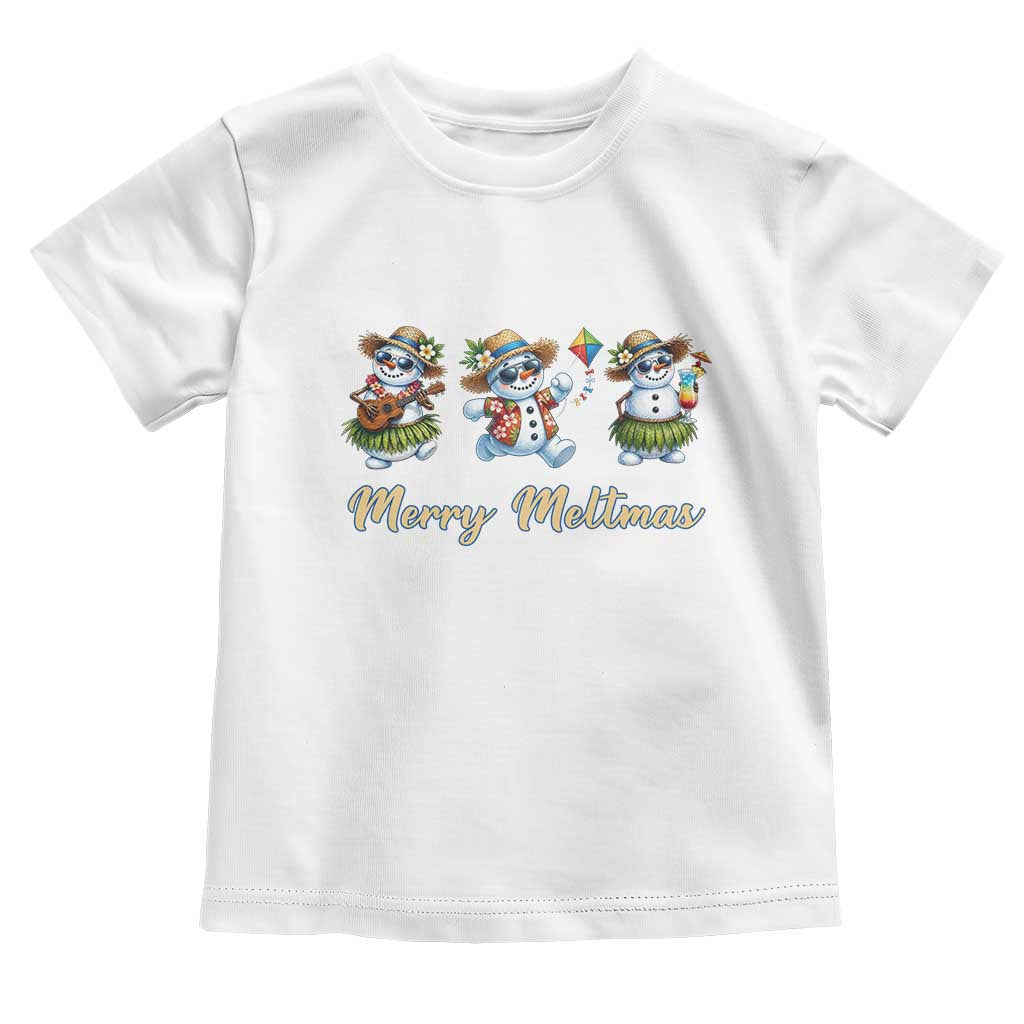 Funny Hawaiian Snowman Summer Graphic Toddler T Shirt Merry Meltmas TS12 White Print Your Wear