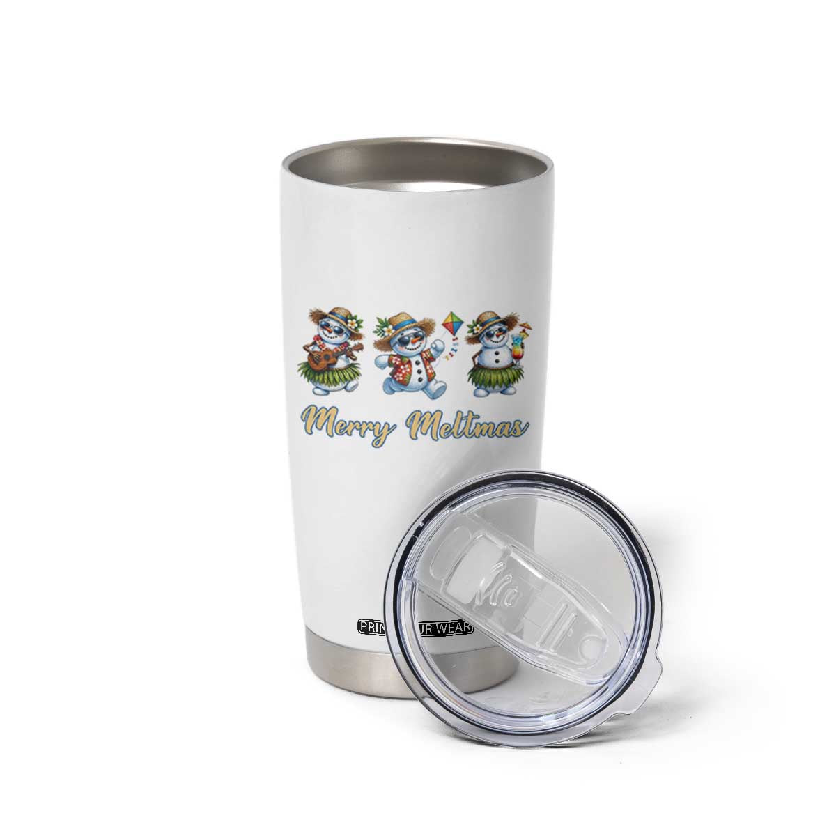 Funny Hawaiian Snowman Summer Graphic Tumbler Cup Merry Meltmas TS12 Print Your Wear