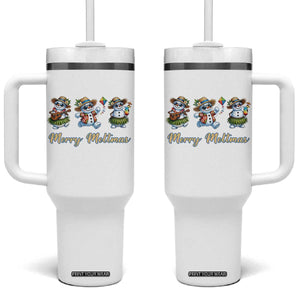 Funny Hawaiian Snowman Summer Graphic Tumbler With Handle Merry Meltmas TS12 One Size: 40 oz White Print Your Wear
