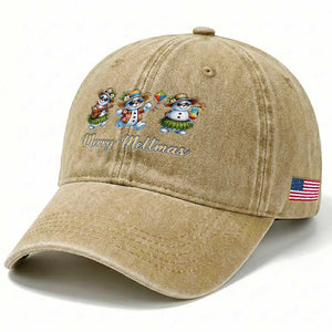 Funny Hawaiian Snowman Summer Graphic Washed Cotton Baseball Cap Merry Meltmas TS12 Print Your Wear