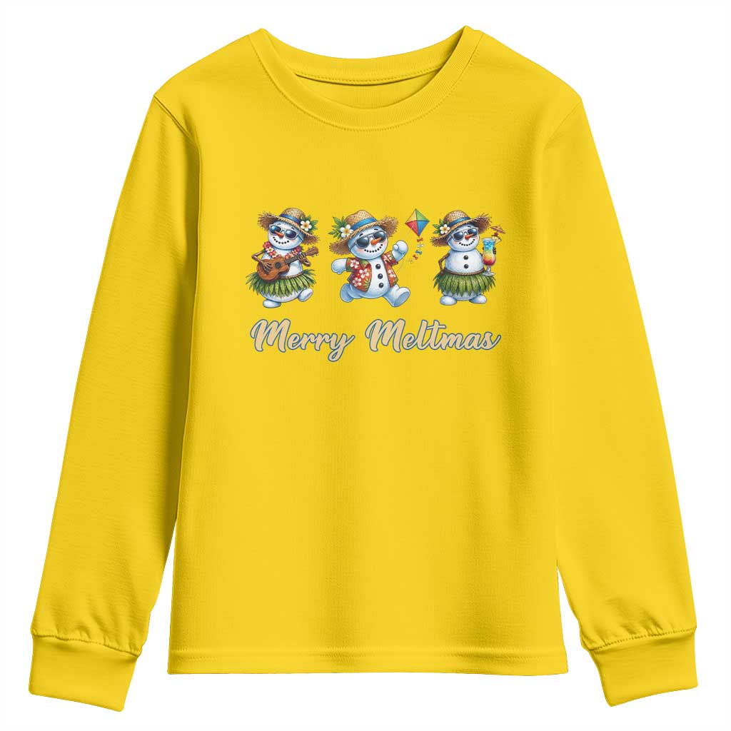 Funny Hawaiian Snowman Summer Graphic Youth Sweatshirt Merry Meltmas TS12 Daisy Print Your Wear
