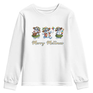 Funny Hawaiian Snowman Summer Graphic Youth Sweatshirt Merry Meltmas TS12 White Print Your Wear