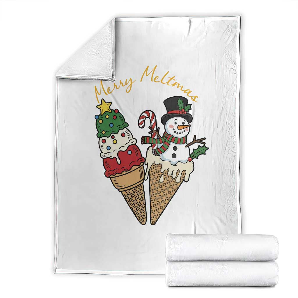 Christmas In July Ice Cream Snowman Graphic Throw Blanket Merry Meltmas TS12 White Print Your Wear