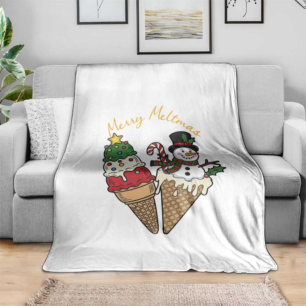 Christmas In July Ice Cream Snowman Graphic Throw Blanket Merry Meltmas TS12 Print Your Wear