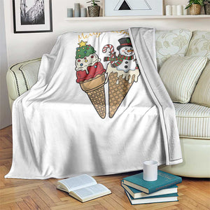Christmas In July Ice Cream Snowman Graphic Throw Blanket Merry Meltmas TS12 Print Your Wear