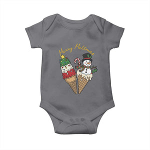 Christmas In July Ice Cream Snowman Graphic Baby Onesie Merry Meltmas TS12 Charcoal Print Your Wear