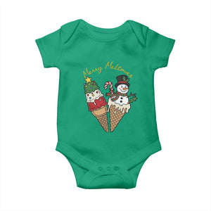 Christmas In July Ice Cream Snowman Graphic Baby Onesie Merry Meltmas TS12 Irish Green Print Your Wear
