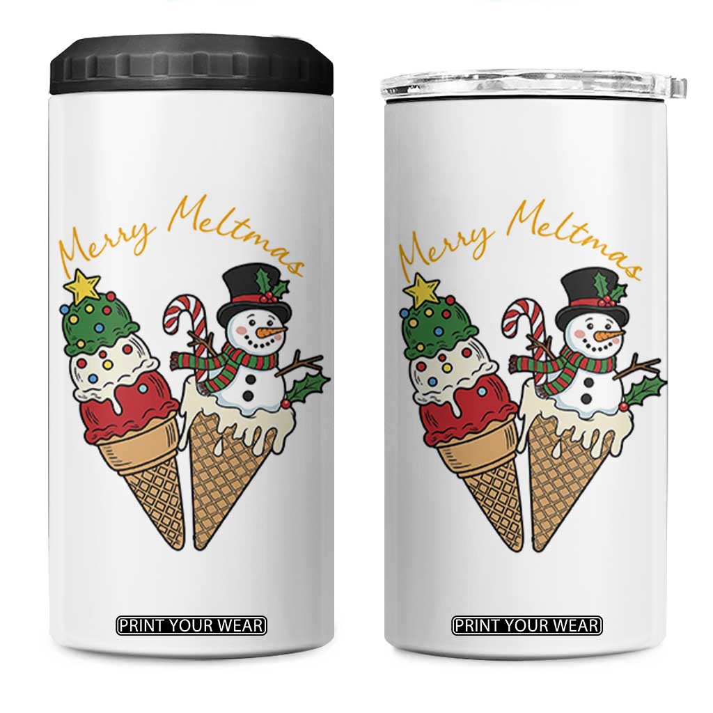 Christmas In July Ice Cream Snowman Graphic 4 in 1 Can Cooler Tumbler Merry Meltmas TS12 One Size: 16 oz White Print Your Wear