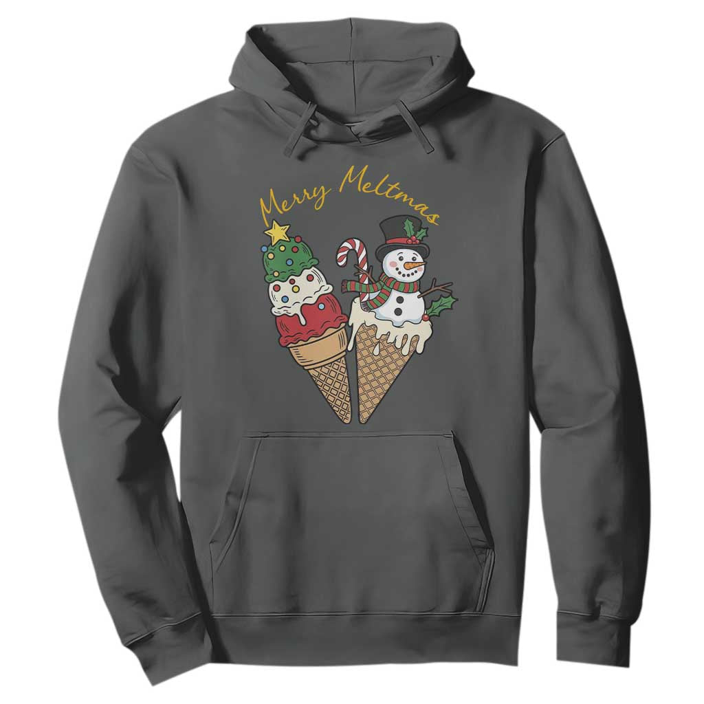 Christmas In July Ice Cream Snowman Graphic Hoodie Merry Meltmas TS12 Dark Heather Print Your Wear