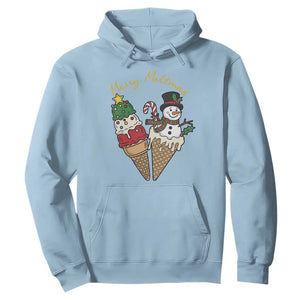 Christmas In July Ice Cream Snowman Graphic Hoodie Merry Meltmas TS12 Light Blue Print Your Wear