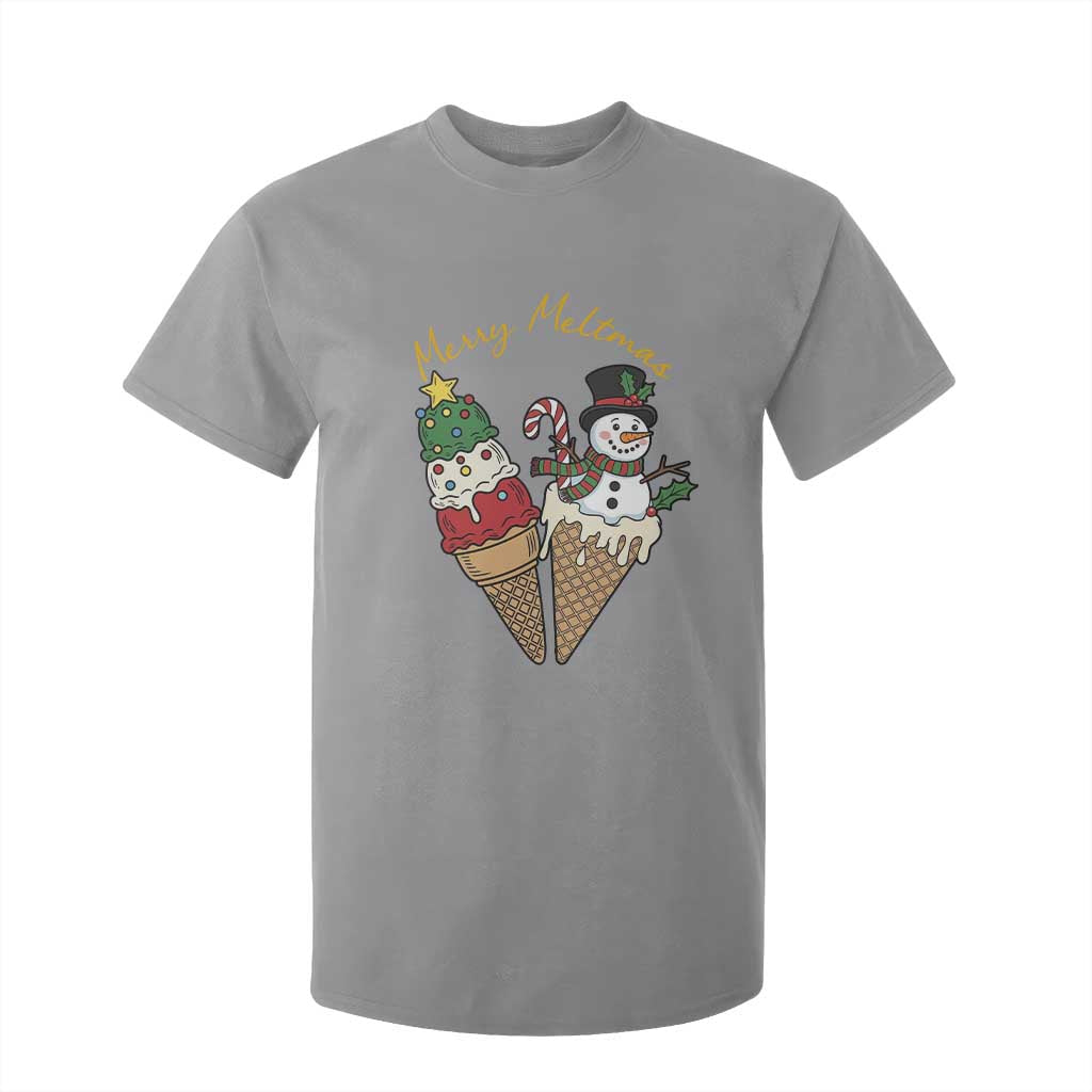 Christmas In July Ice Cream Snowman Graphic T Shirt For Kid Merry Meltmas TS12 Sport Gray Print Your Wear