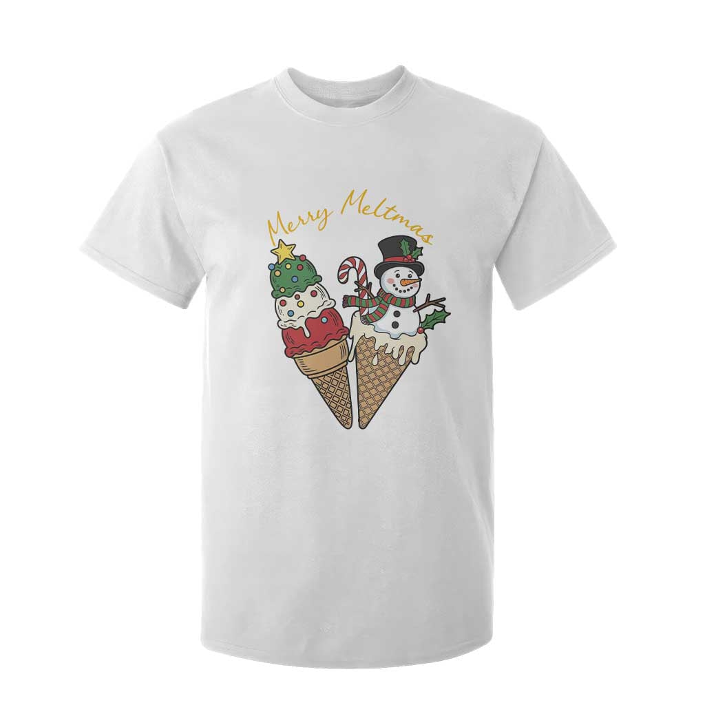 Christmas In July Ice Cream Snowman Graphic T Shirt For Kid Merry Meltmas TS12 White Print Your Wear