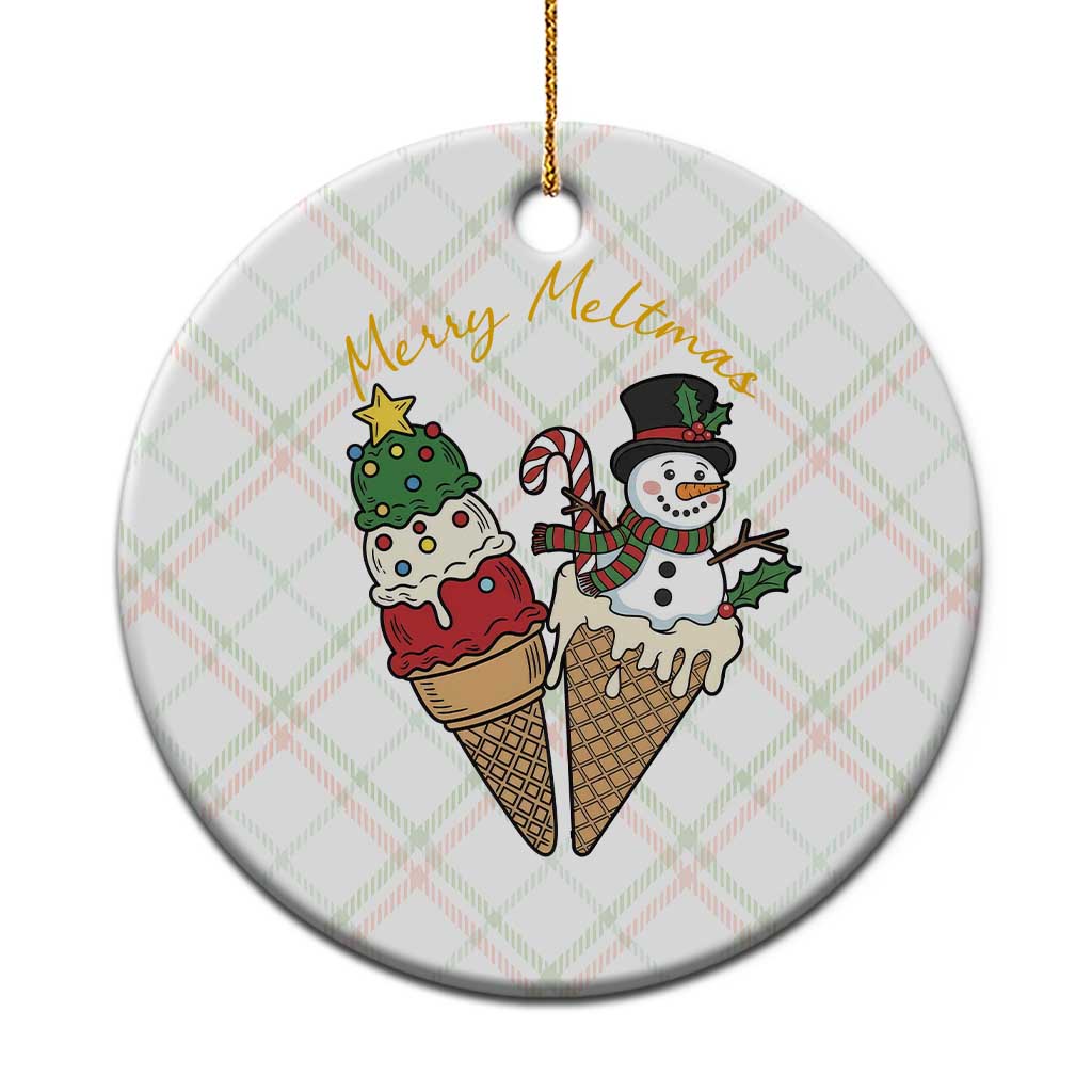 Christmas In July Ice Cream Snowman Graphic Ceramic Ornament Merry Meltmas