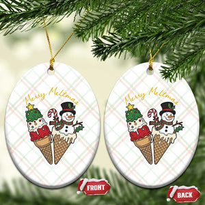 Christmas In July Ice Cream Snowman Graphic Ceramic Ornament Merry Meltmas