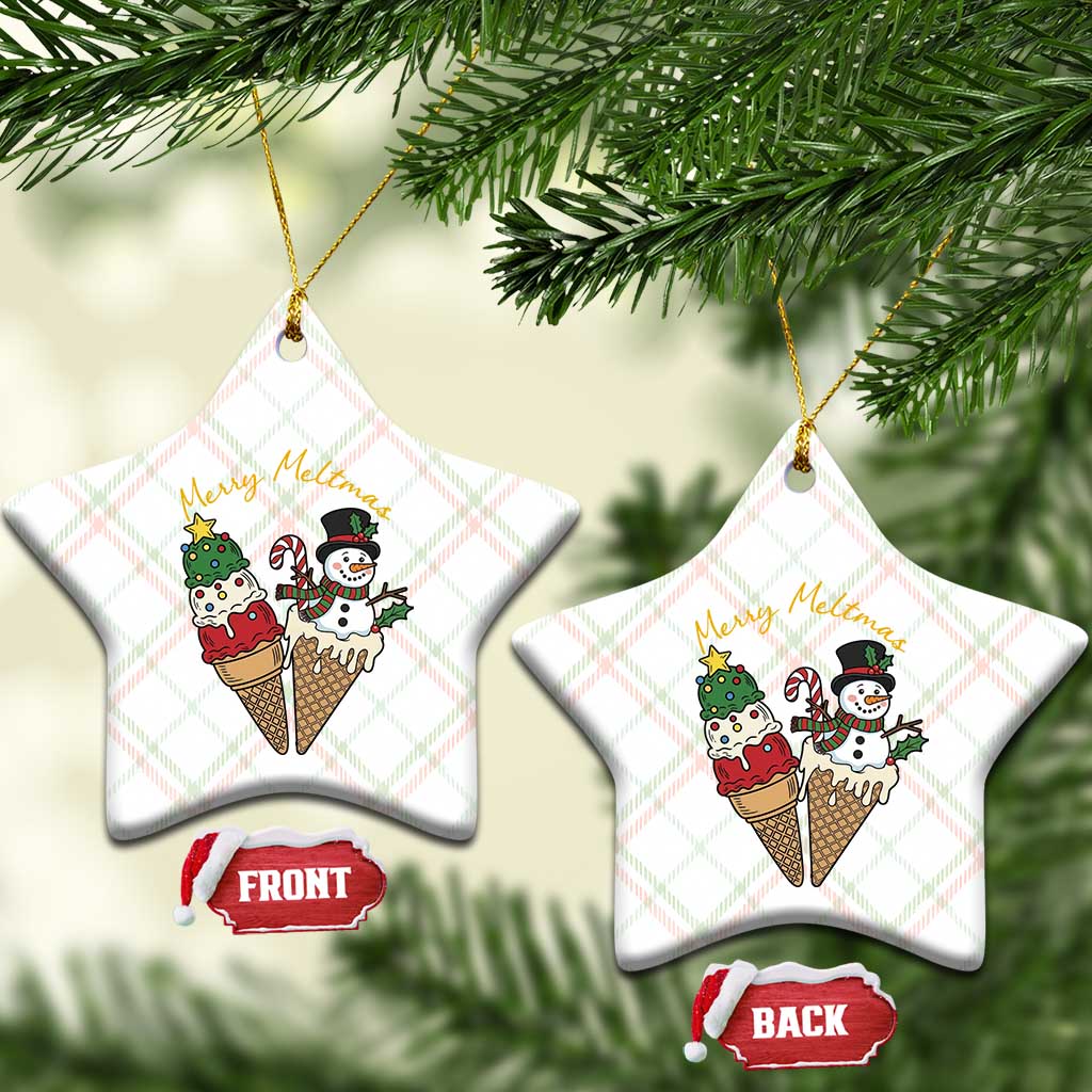 Christmas In July Ice Cream Snowman Graphic Ceramic Ornament Merry Meltmas