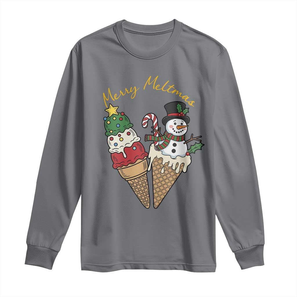 Christmas In July Ice Cream Snowman Graphic Long Sleeve Shirt Merry Meltmas TS12 Charcoal Print Your Wear