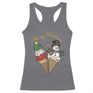Christmas In July Ice Cream Snowman Graphic Racerback Tank Top Merry Meltmas TS12 Charcoal Print Your Wear