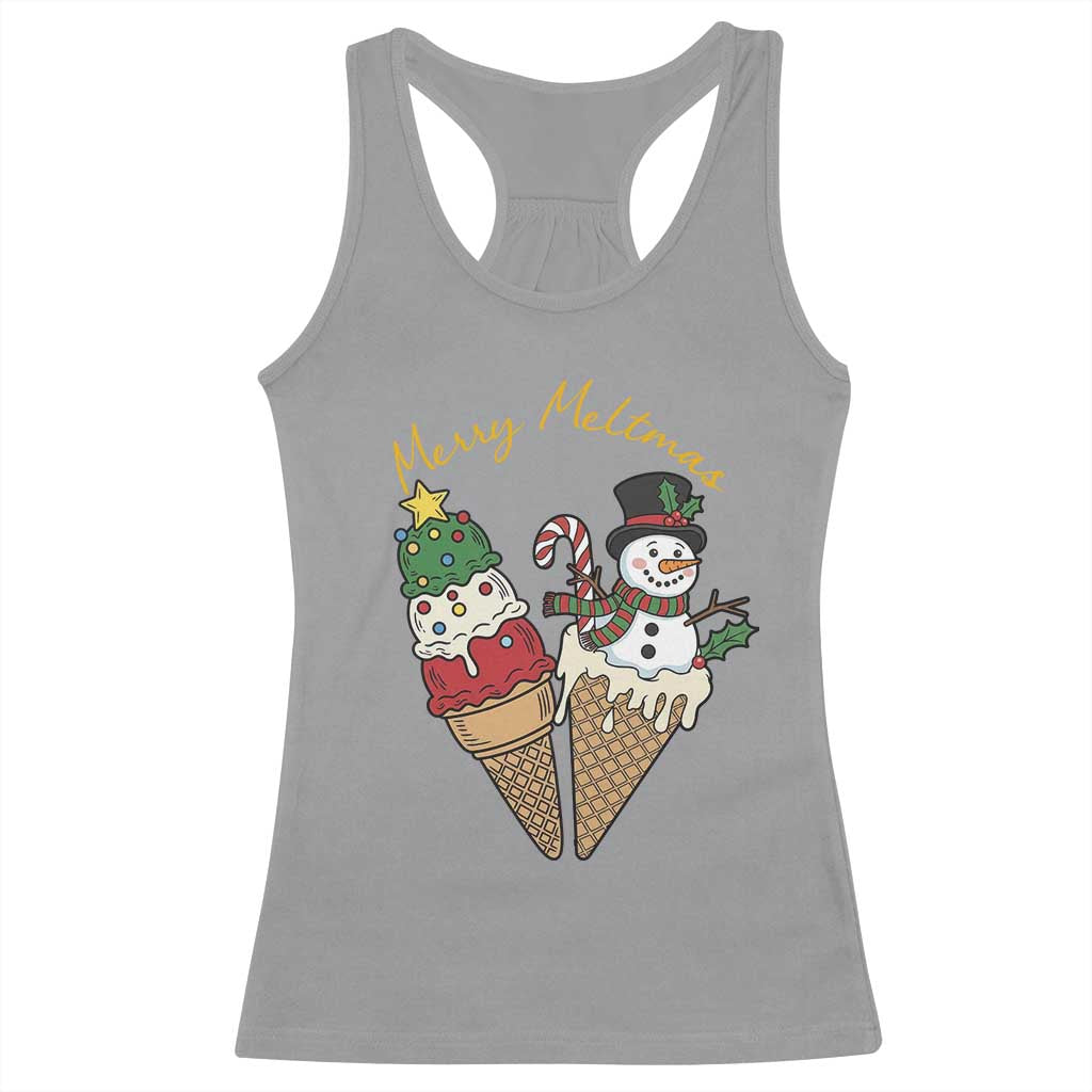 Christmas In July Ice Cream Snowman Graphic Racerback Tank Top Merry Meltmas TS12 Sport Gray Print Your Wear
