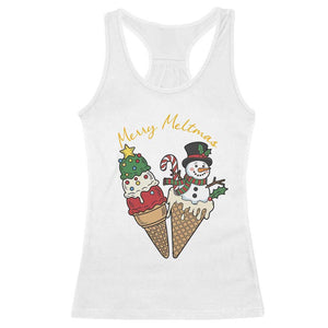 Christmas In July Ice Cream Snowman Graphic Racerback Tank Top Merry Meltmas TS12 White Print Your Wear