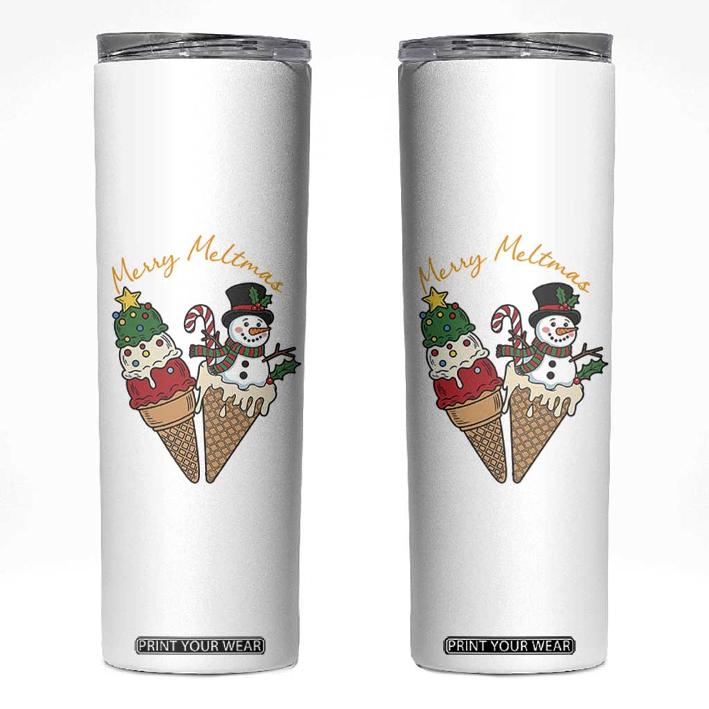 Christmas In July Ice Cream Snowman Graphic Skinny Tumbler Merry Meltmas