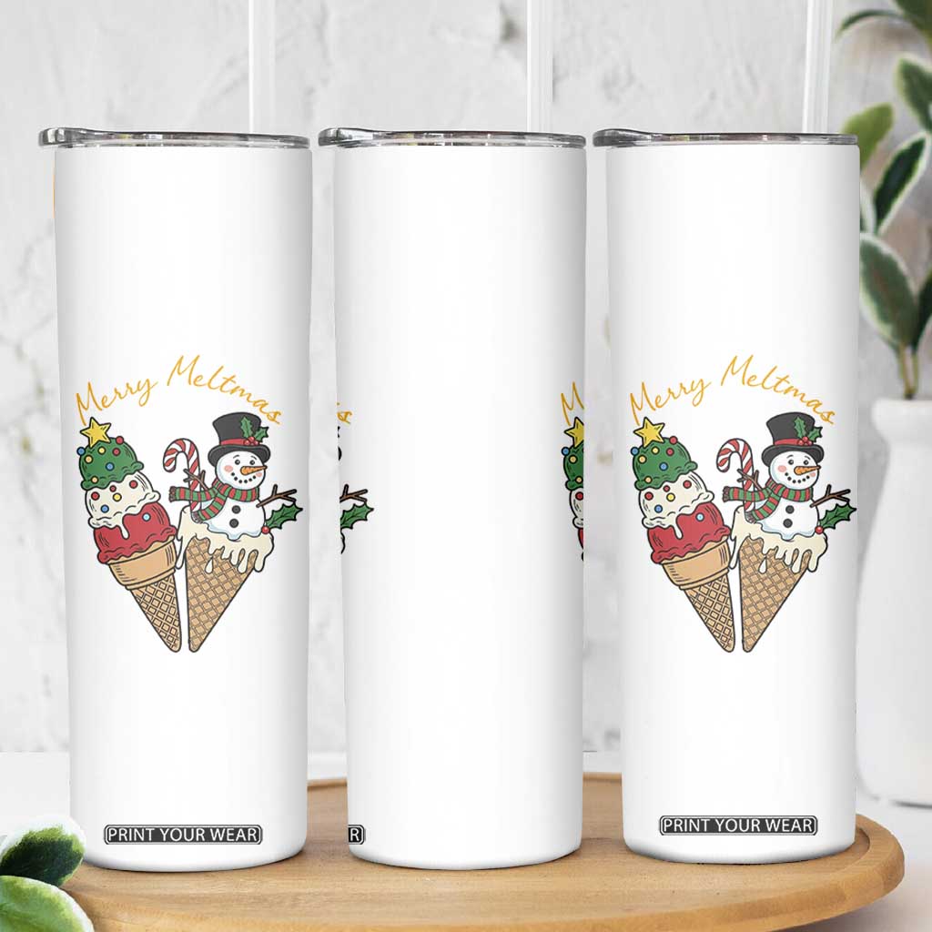 Christmas In July Ice Cream Snowman Graphic Skinny Tumbler Merry Meltmas
