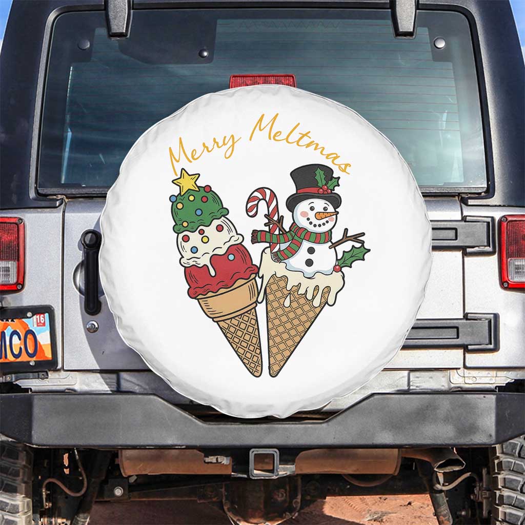 Christmas In July Ice Cream Snowman Graphic Spare Tire Cover Merry Meltmas TS12 No hole White Print Your Wear