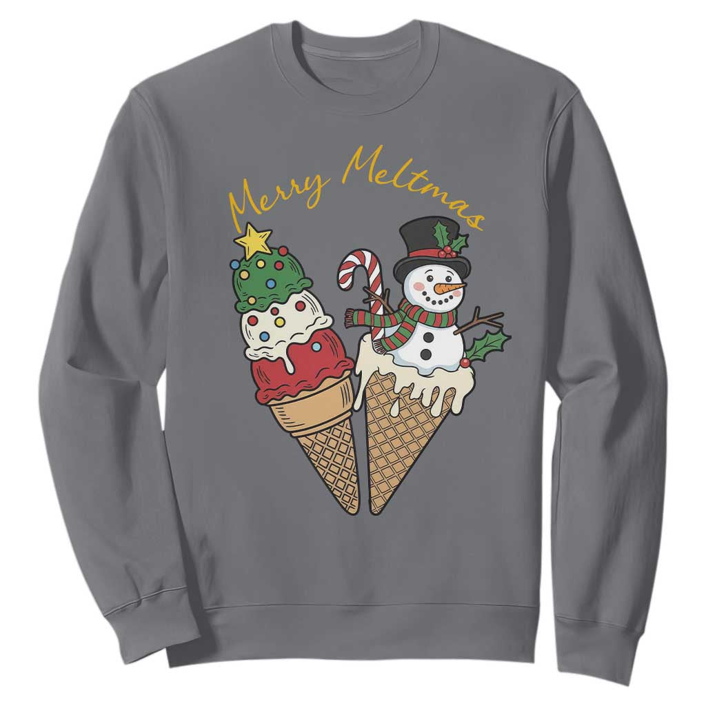 Christmas In July Ice Cream Snowman Graphic Sweatshirt Merry Meltmas TS12 Charcoal Print Your Wear
