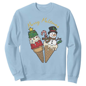 Christmas In July Ice Cream Snowman Graphic Sweatshirt Merry Meltmas TS12 Light Blue Print Your Wear