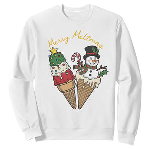 Christmas In July Ice Cream Snowman Graphic Sweatshirt Merry Meltmas TS12 White Print Your Wear