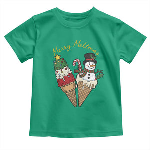 Christmas In July Ice Cream Snowman Graphic Toddler T Shirt Merry Meltmas TS12 Irish Green Print Your Wear