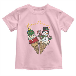 Christmas In July Ice Cream Snowman Graphic Toddler T Shirt Merry Meltmas TS12 Light Pink Print Your Wear