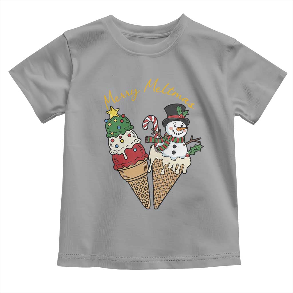 Christmas In July Ice Cream Snowman Graphic Toddler T Shirt Merry Meltmas TS12 Sport Gray Print Your Wear