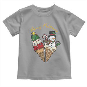 Christmas In July Ice Cream Snowman Graphic Toddler T Shirt Merry Meltmas TS12 Sport Gray Print Your Wear