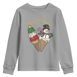 Christmas In July Ice Cream Snowman Graphic Youth Sweatshirt Merry Meltmas TS12 Sport Gray Print Your Wear