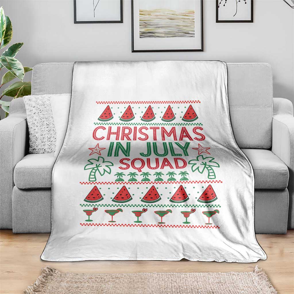 Christmas In July Squad Throw Blanket Tropical Beach Party Graphic