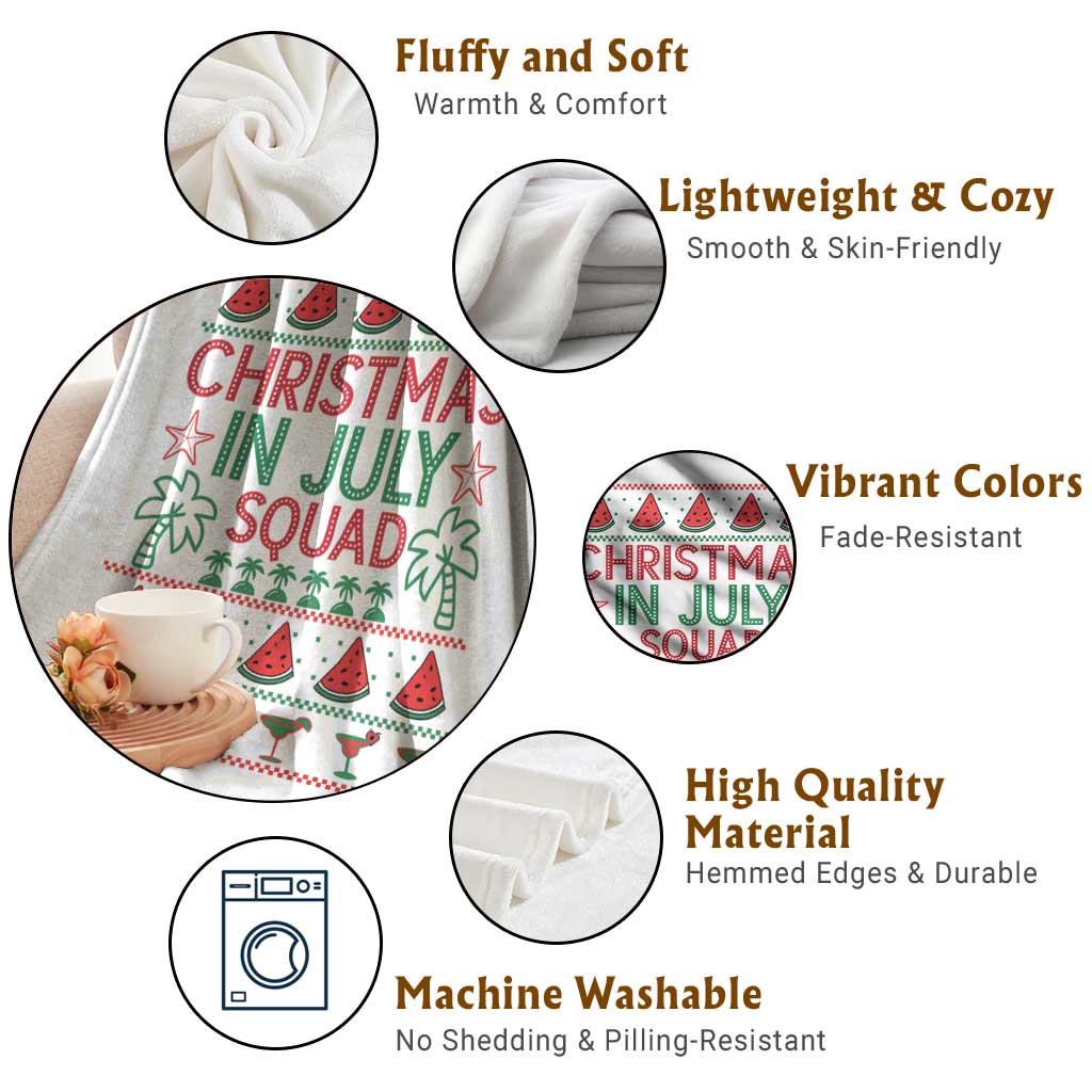 Christmas In July Squad Throw Blanket Tropical Beach Party Graphic