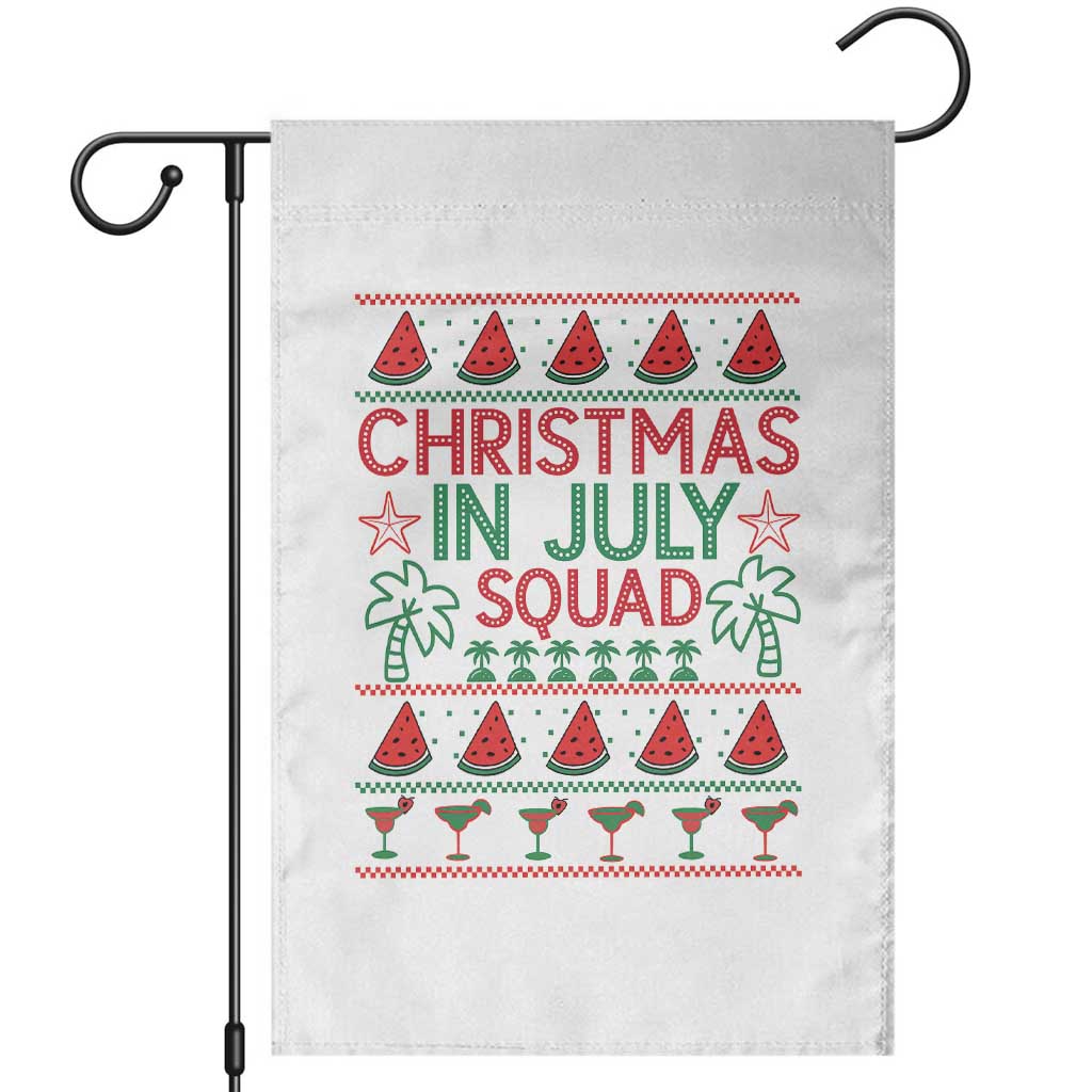 Christmas In July Squad Garden Flag Tropical Beach Party Graphic TS12 White Print Your Wear