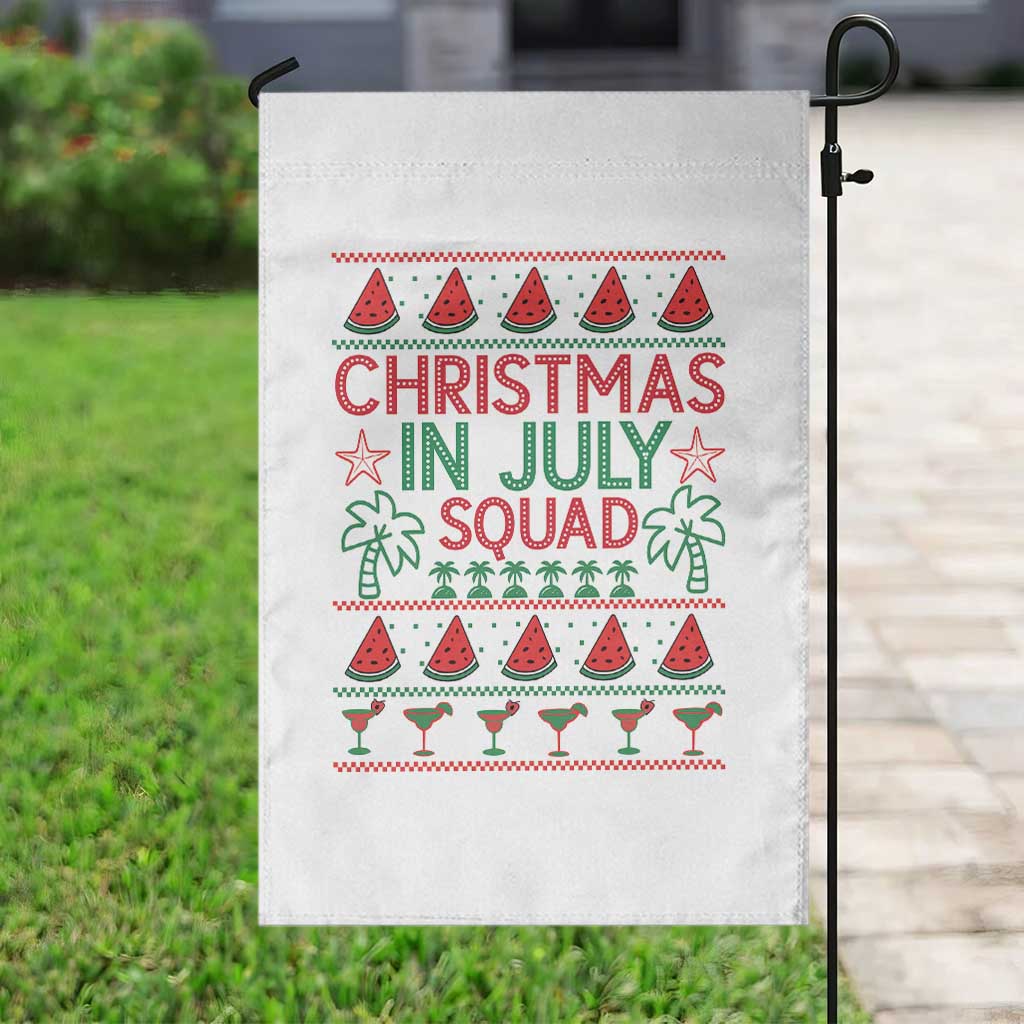 Christmas In July Squad Garden Flag Tropical Beach Party Graphic