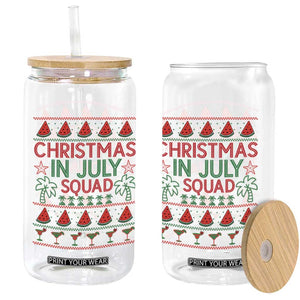 Christmas In July Squad Glass Can Tropical Beach Party Graphic