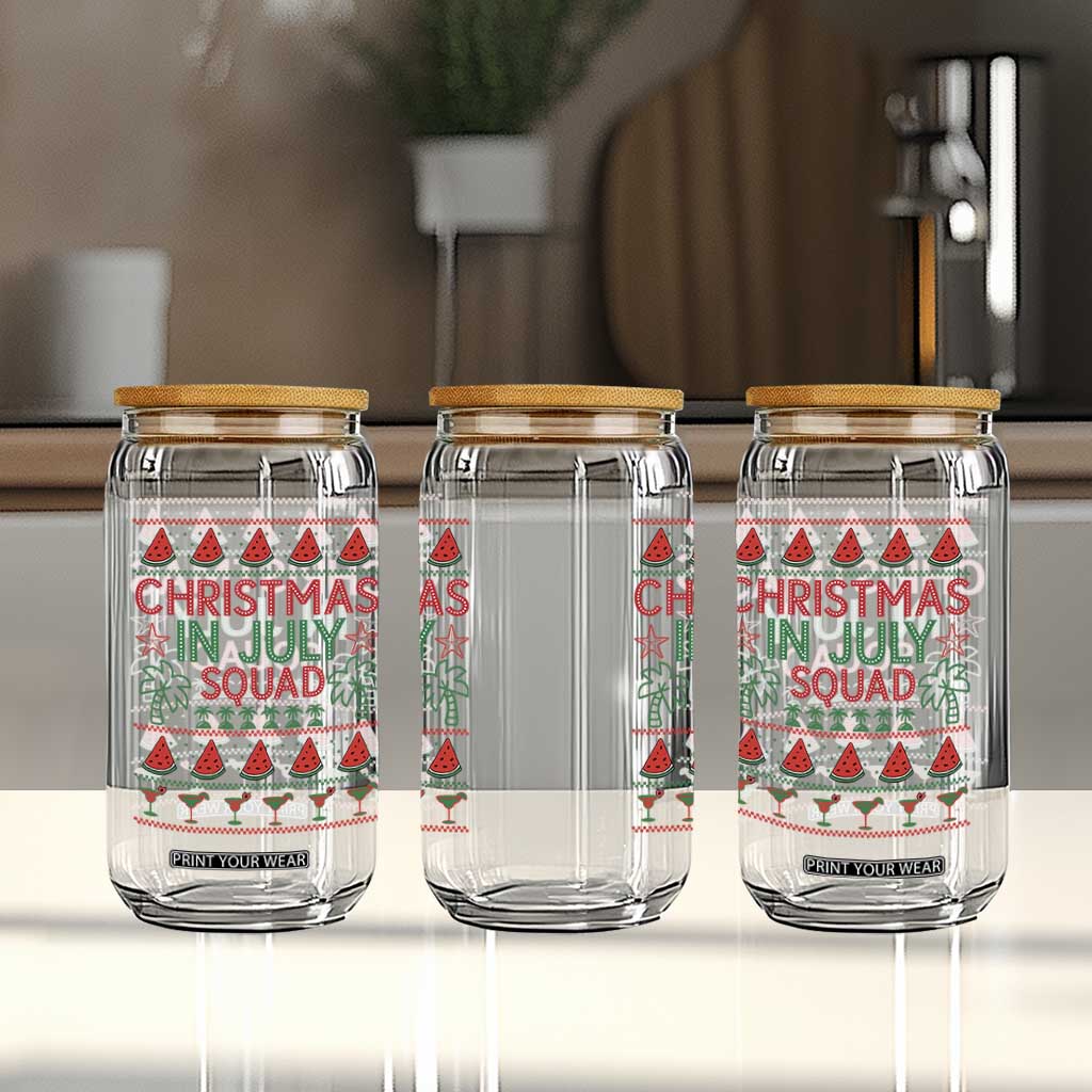 Christmas In July Squad Glass Can Tropical Beach Party Graphic