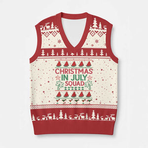 Christmas In July Squad V-Neck Knit Sweater Vest Tropical Beach Party Graphic TS12 Beige Red Print Your Wear